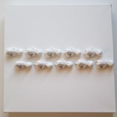 Babys keramiek wit glazuur op canvas 30x30x3 € 145